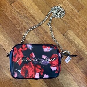 Victoria's Secret Black crossbody bag with roses